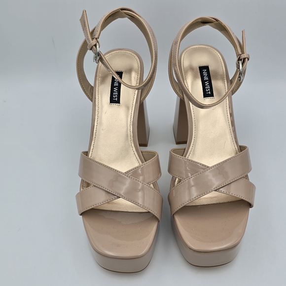 Nine West Joya3 Block Heel Ankle Strap Sandals, Nude, like-new, Size 9M - Picture 4 of 16